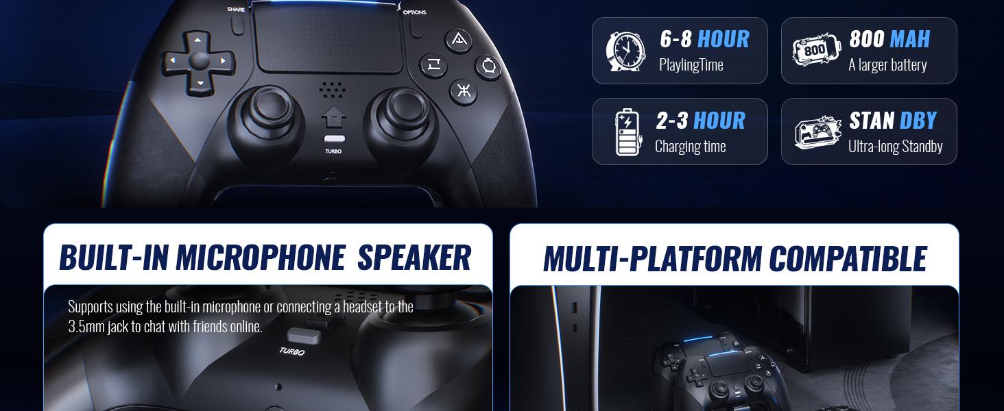 Wireless Anti-Stick Drift Controller for PS5/PC - Features , Turbo, 6-Axis Gyro, Dual Vibration, Macro Back Buttons, Touchpad, Bluetooth 5.0, 3.5mm Audio Jack & Built-in Microphone