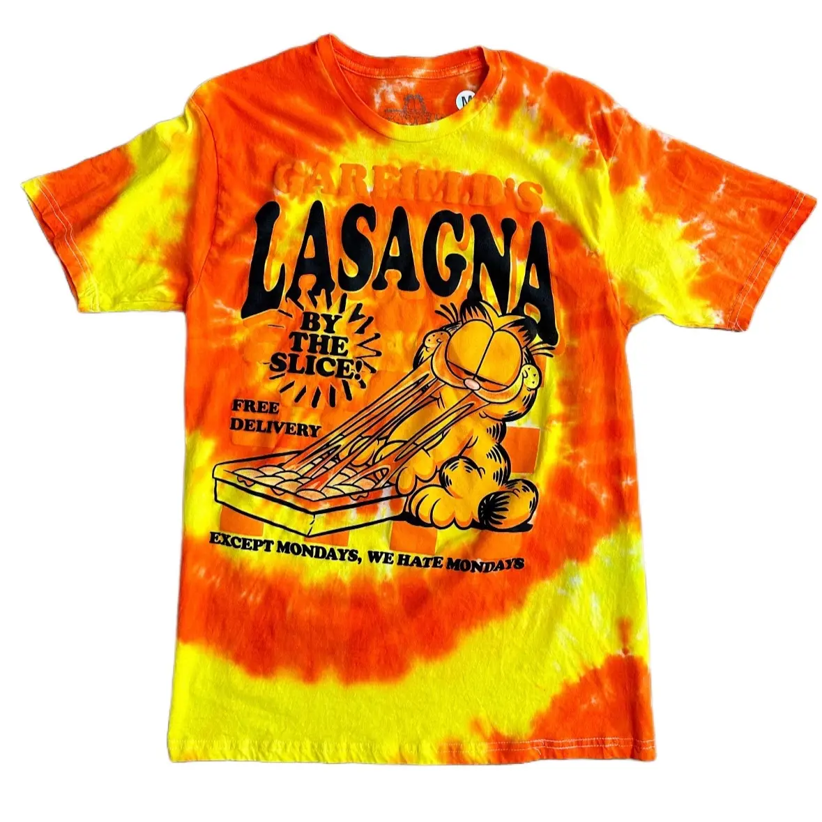 Garfield Tie Dye Lasagna Party Shirt, retro garfield shirt, cute graphic tee, garfield gift, made to order tie dye, tie dye shirt, garfield lover, hand made tie dye, graphic tee