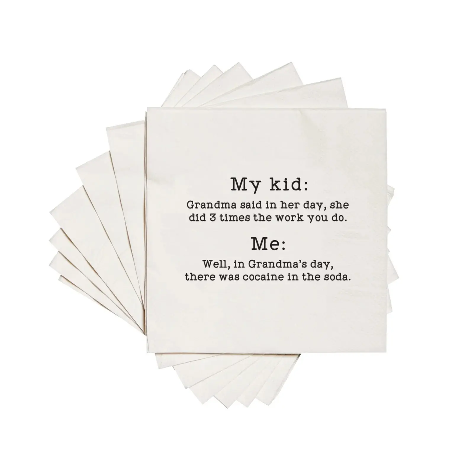 Cocaine in the Soda Pack of 20 Cocktail Napkins