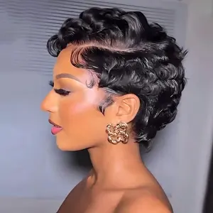 Short Curly Pixie Cut Wig Human Hair for Women Short Human Hair Pixie Cut 13x4 Transparent Lace Front Human Hair Wigs Short Wigs Natural Curly