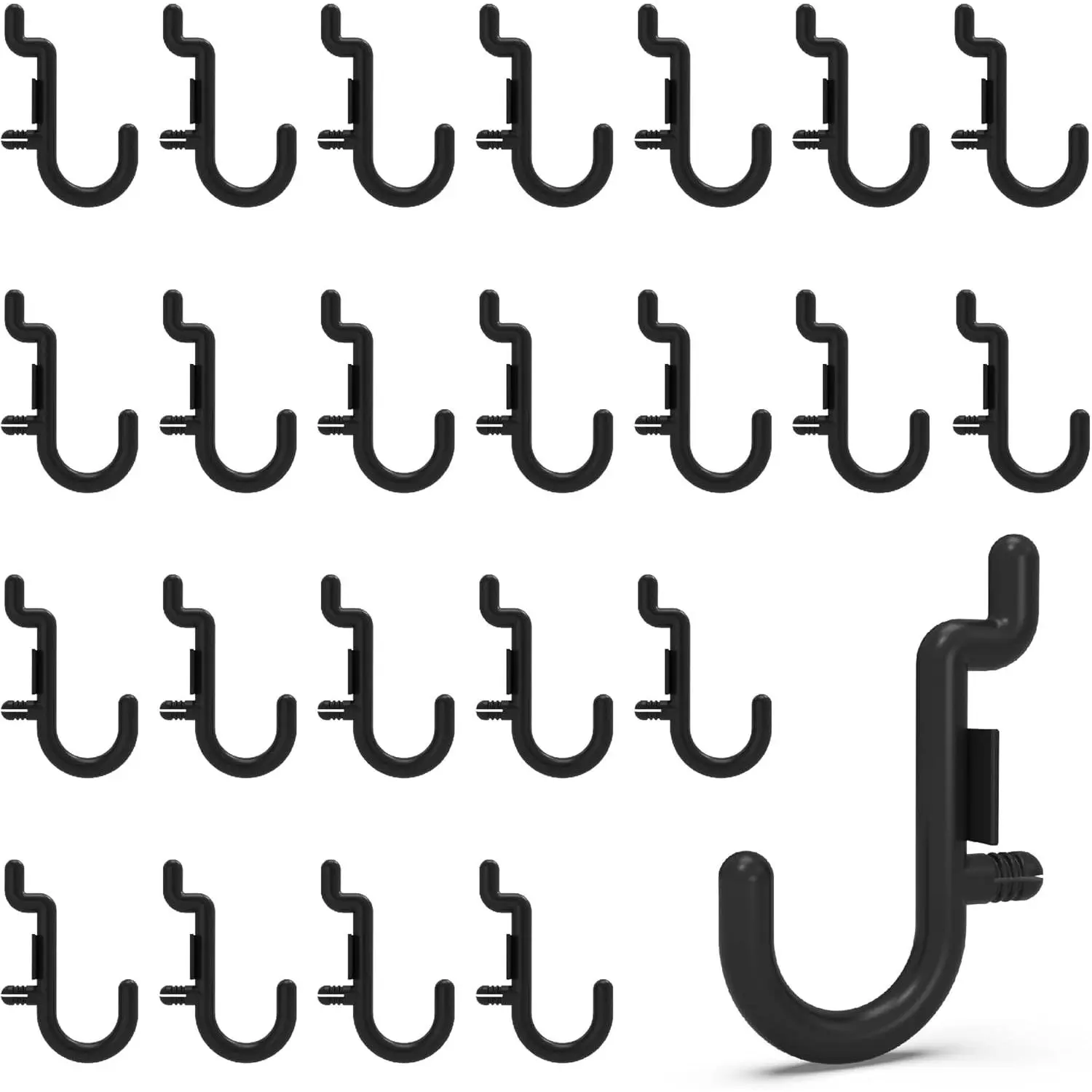 Pegboard Plastic Hooks 100 count - Black Peg Board Hooks for Hanging , Tools, Hardware, Peg J Hook Only Fits 1/4" Pegboard - Durable Pegboard Hooks for Organized Display