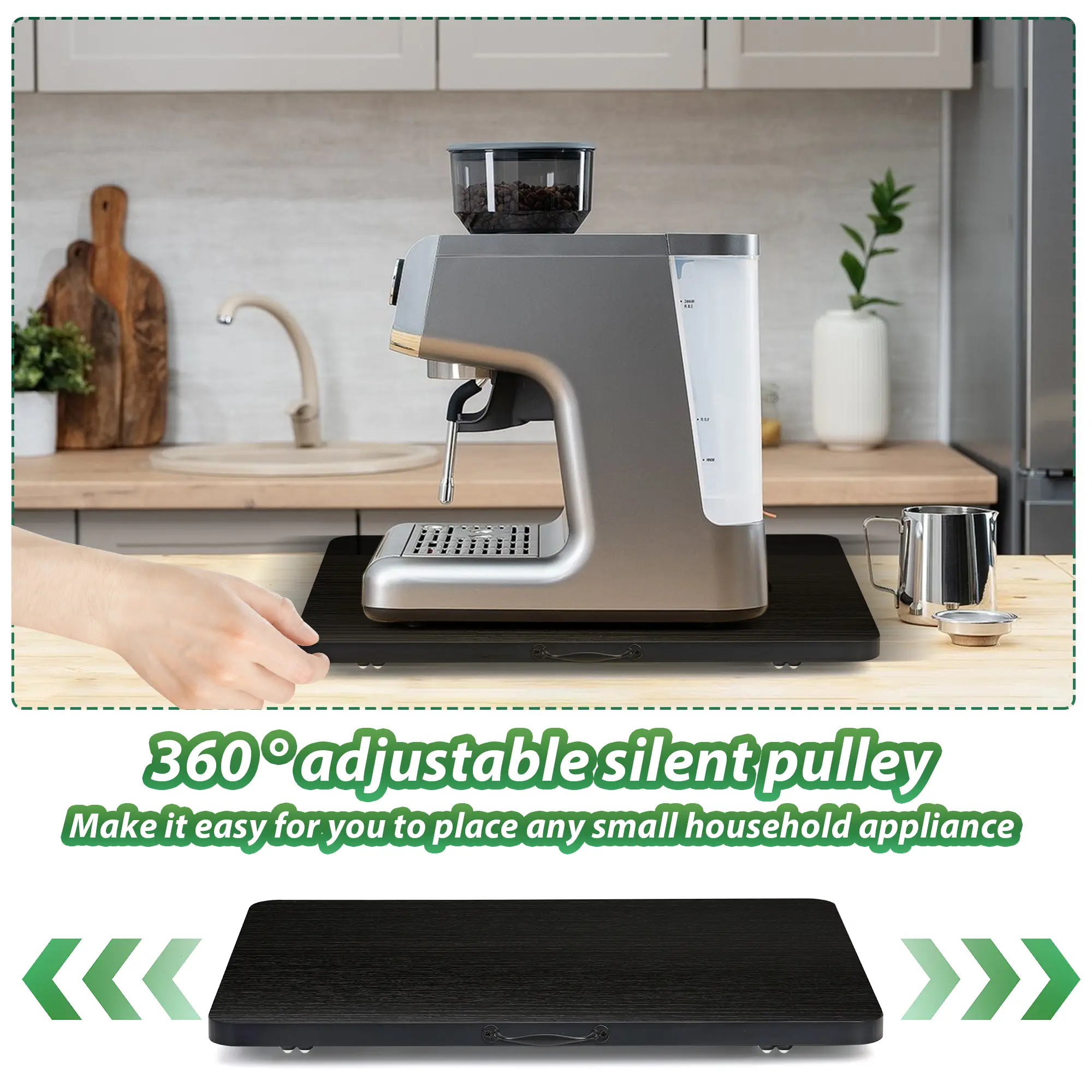Appliance Slider, Sliding Tray for Coffee Maker, Coffee Pot Slider for Countertop, 360° Rolling Tray Appliance Slider for Kitchen Appliances