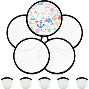 Foldable Flying Disc Fans Set with Bags, 9.8 Inch Black Egde Fabric Beach Flying Disc for Wedding Gift Party Favors Outdoor Activity