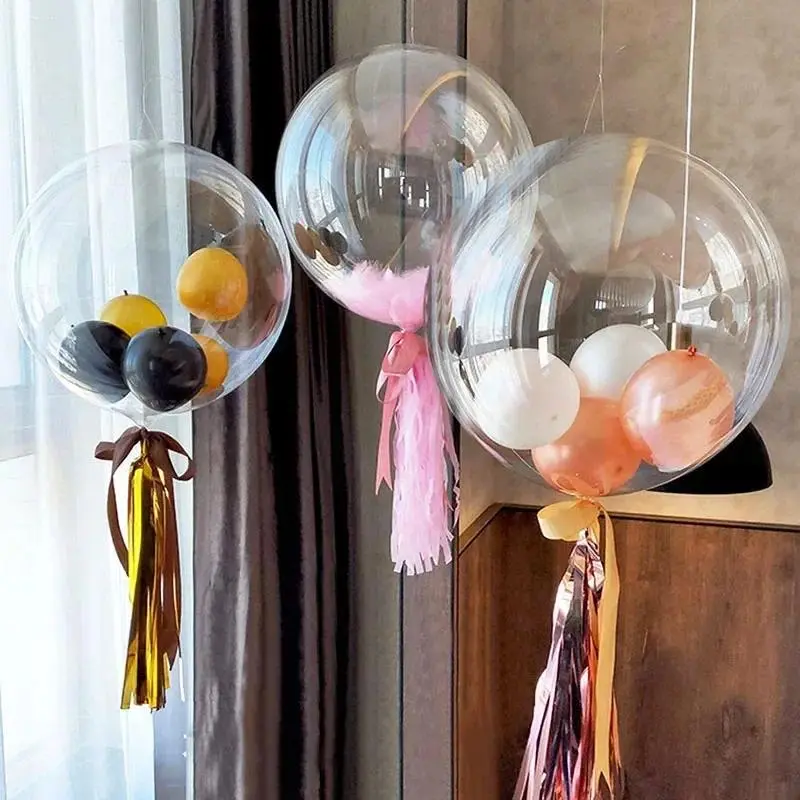 10pcs Transparent Popo Bubble Balloon Transparent inflatable helium balloon bounce out blitz Wedding birthday party balloons decorations