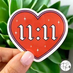 11:11 Angel Number Sticker, 2.5x2.2”, Holographic or Clear Glossy