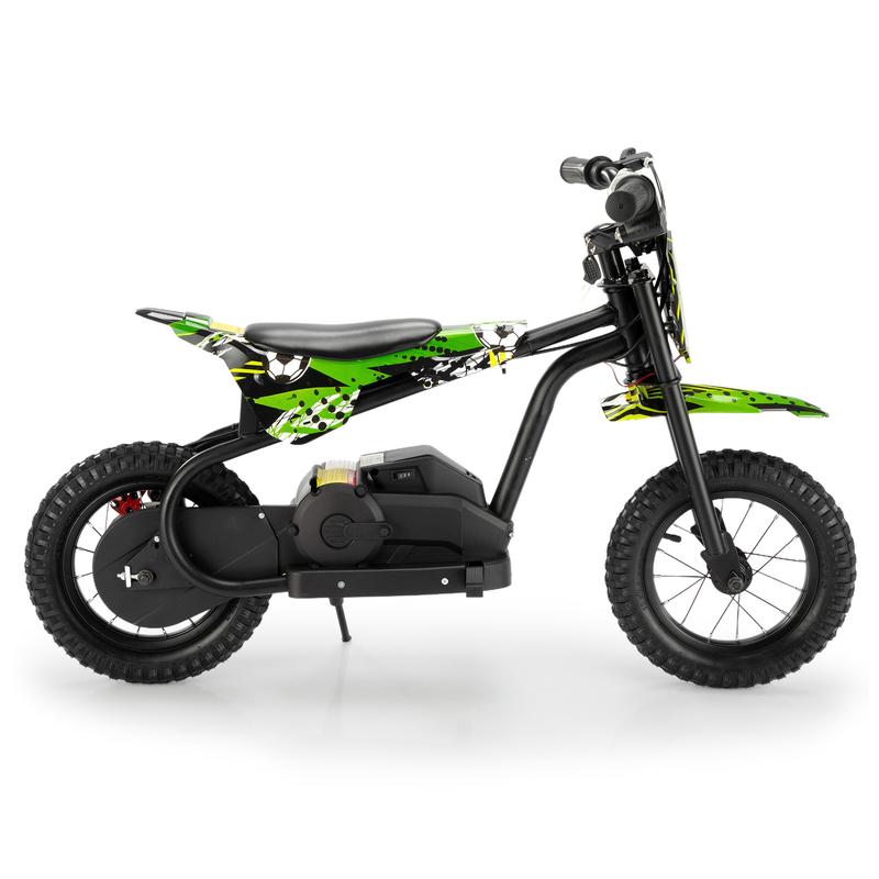 24V Kids Electric Dirt Bike, Battery Powered Ride-On Motorcycle w/ LED Lights, Adjustable Speed, Rear Disc Brake, Power Display, Rubber Tire, Max Speed 13 MPH,Christmas presents Green