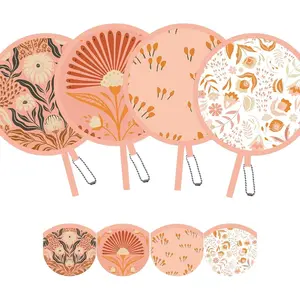 4 Pack Foldable Hand Fans, Round Handheld Cooling Fans for Weddings, Concerts, Travel, Events, Indoor & Outdoor Use Decor Gifts