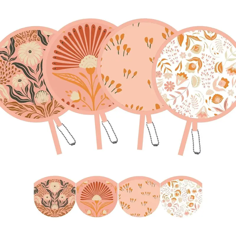 4 Pack Foldable Hand Fans, Round Handheld Cooling Fans for Weddings, Concerts, Travel, Events, Indoor & Outdoor Use Decor Gifts