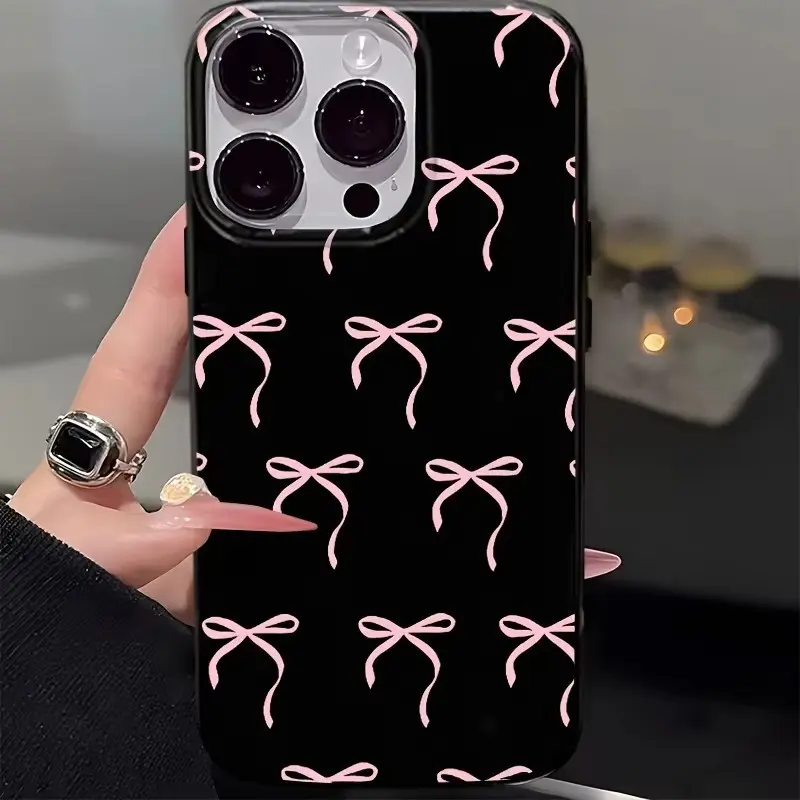 Butterflies Decor Pink Bow TPU Smartphone Cover, Shockproof Protection Phone Case for iPhone 17/16/15/14/13/11, Ideal Holiday Gift for Loved Ones summerwins,back to school,back to school haul