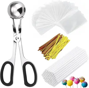 Premium Cake Pop Treat Bag Kit, All-in-One DIY Baking Supplies with 100*Cake Pop Sticks, 100*Clear Parcel Bags, 100* Twist Ties & 1*Cake Pop Mold, Homemade Lollipop, Chocolate, Candy & Cookie Maker, Perfect for Party Favors, Birthday Gifts & Family Baking
