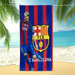 Barcelona Football Club pattern fashionable printed large beach mat, suitable for outdoor, beach and travel, trendy home and beach essentials
