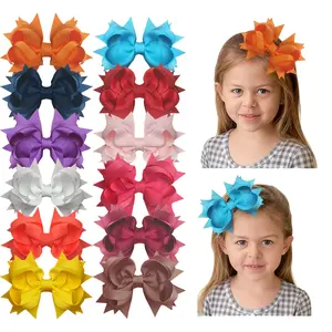 Summervibes JoyBowie 4-inch 12-piece Set Of Plain Ribbon Bow Hair Accessories, Soft And Skin-friendly, Hair Bows For Girls.Hair Bows. Barrettes Birthday School Party