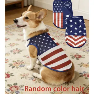 Dog Cat Summer Clothes/Patriotic Pet Shirt Summer breathable pet T-shirt with random dog pattern. Independence Day print style for small dogs and cats. Lightweight, soft and comfortable for daily wear in hot weather. Cute Spring Pajamas accessories