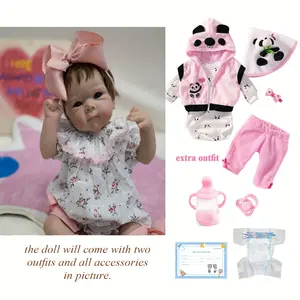 Lifelike Reborn Baby Dolls 18 Inch Realistic Newborn Baby Doll Soft Body Real Life Baby Dolls Girl with Accessories Gifts for Kids Age 3 + & Collection(with 2 set of Clothes)