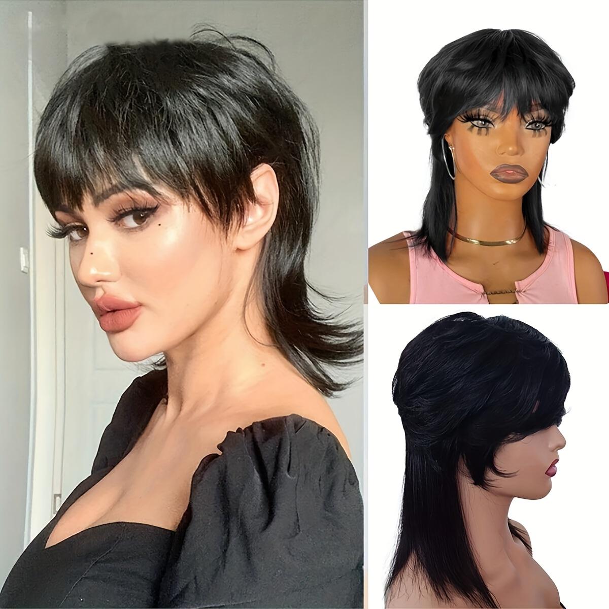 Short Pixie Cut Synthetic Wigs With Bangs For Women COS WIG Mullet Wig Fashionable For Daily Use Party