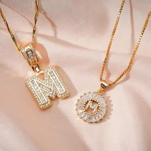 2 Pack Initial Necklace Set - Zircon Letter Pendant for Women, Valentine's & Birthday Gift