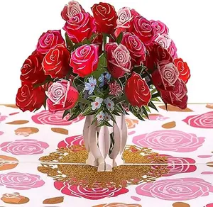 Pop Up Card, Greeting Card, Rose Bouquet Flowers, For Mother's Day, Fathers Days, Anniversary Card, Birthday Card, Love Card, Valentine Cards, Thank You Card, All Occasions