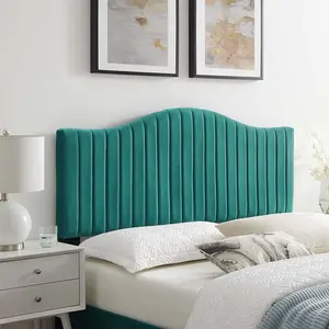Modway Brielle Channel Tufted Performance Velvet Twin Headboard in Teal