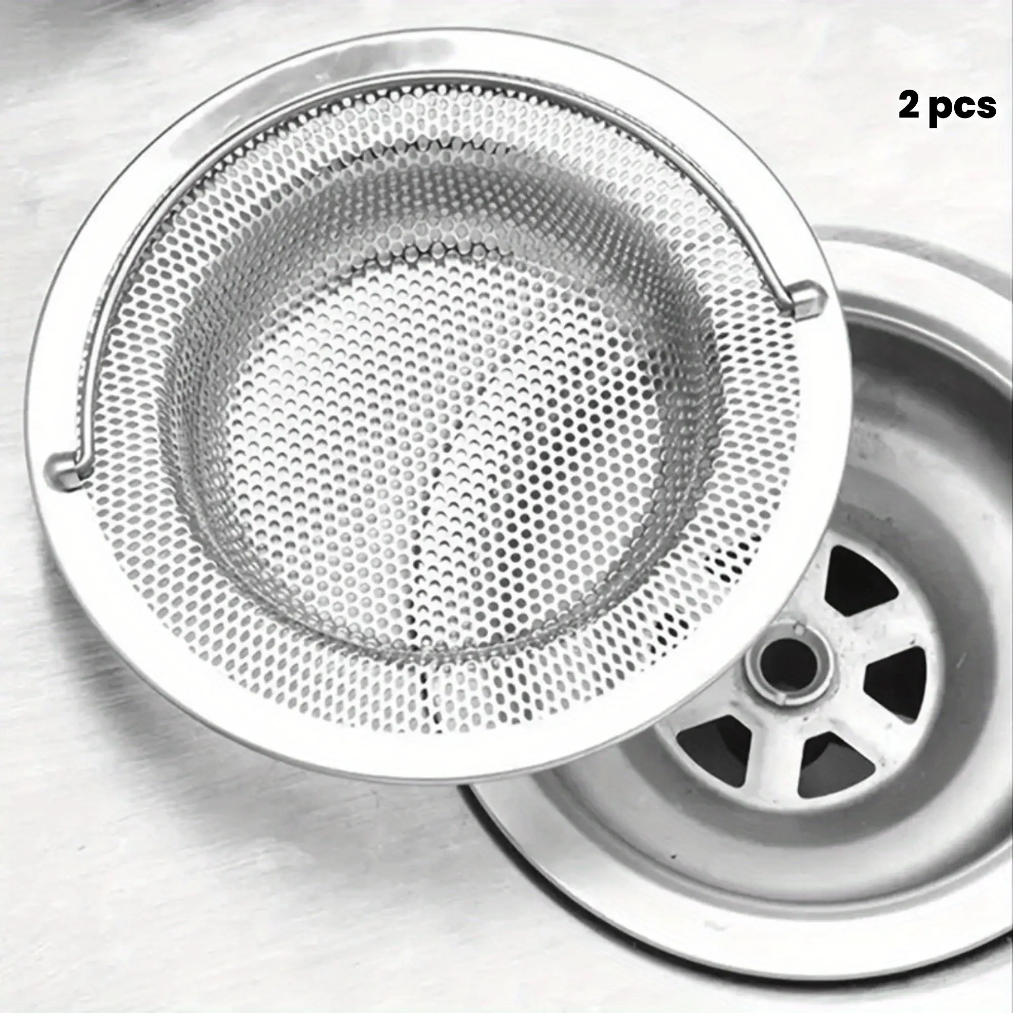 2pcs Kitchen Drain Filter Anti-Clog Sink, Stainless Steel Filter Dishwashing, Vegetable Washing Basin, Drip Tray, Anti-clogging, Durable And Rustproof for Kitchen& Bathroom