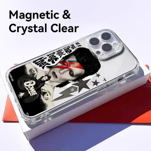 D-David BowieS singer Trend fashion cool luxury Music logo Phone Case for iPhone 17 16 15 14 13 12 11 Pro Max Plus Clear Magnetic Phone Case MagSafe Slim Lightweight Precision Cut Camera Protection Shockproof Scratch-Transparent Funda