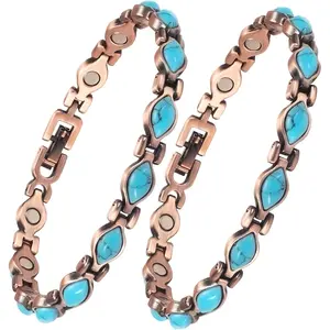 Copper Magnetic Anklet for Women, Pure Copper Ankle Bracelet with Magnet (2)