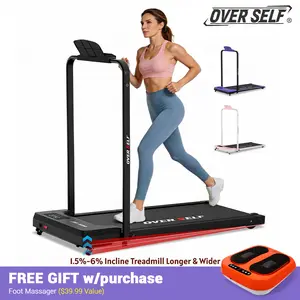 OVER SELF 2-in-1 Incline Walking Pad Treadmill with Handrail, 0–6% Adjustable Incline, Foldable Under Desk Treadmill for Home Office, for Plus-size and tall People, 6.2 MPH, 300 lbs Capacity, Remote Control & Wheels, Dealsforyoudays