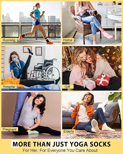 4 Pairs Anti-Skid Pilates Grip Socks with Cushioned Sole | Breathable Ankle Socks for Barre, Ballet, Pilates,Home Workout & Hospital Non-slip Yoga Socks for Women ‍️ spring