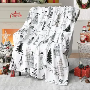 Christmas Blanket Christmas Tree Christmas Throw Blanket, Snowflake Christmas Blankets and Throws Soft Warm Flannel Christmas Throw Blankets for Couch, Bed, Sofa, 50 x 60 Inch