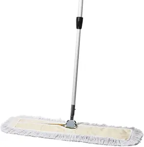 Commercial Dust Mop & Floor Sweeper, 30 in. Dust Mop for Hardwood Floors, Cotton Reusable Dust Mop Head, Extendable Mop Handle, Industrial Dry Mop for Floor Cleaning & Janitorial Supplies