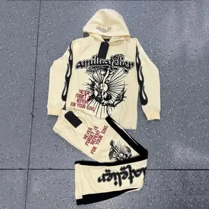 Autumn New Men's Fashion Hooded Flared Pants Set Clothing Casual graphic sweatsuit sets men men's 2 piece set sets men clothing Menswear Layer Overall Stylish Trouser Tracksuit Long Sleeve