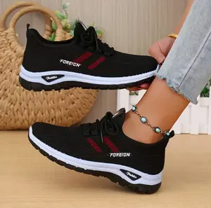 Lightweight Breathable Fly Knit Slip On Walking Shoes with Cushioned Shock Absorption Anti-Slip Rubber Sole No Tie Easy On Off All Day Comfort Casual Fashion Sneakers for Daily Wear Office Commute Travel Shopping Errands & Light Outdoor Activities Runner