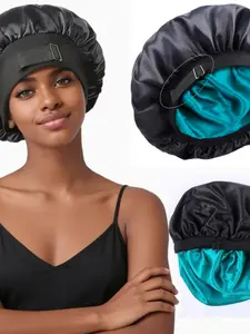 Adjustable Dual-Layer Sleep Cap with Buckle, Unisex Soft Satin Lining, Comfortable Breathable, Suitable for Curly Hair and Braids, Adjustable Satin Bonnet