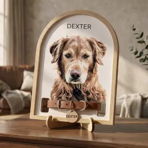 Custom Watercolor Pet Memorial Frame with Collar Holder, Pet Memorial Collar Holder, Dog or Cat Loss Gift, Pet Loss Sympathy