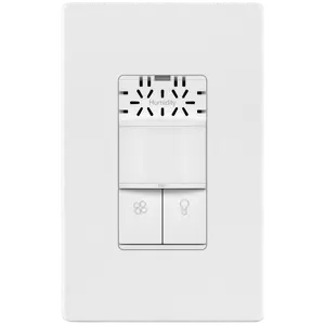 LIDER Dual Technology Humidity Sensor and Motion Sensor Light Switch, Fan and Light Control, PIR Sensor, Occupancy/Vacancy, Single-Pole, No Neutral Required, Ground Required, Wall Plate Included