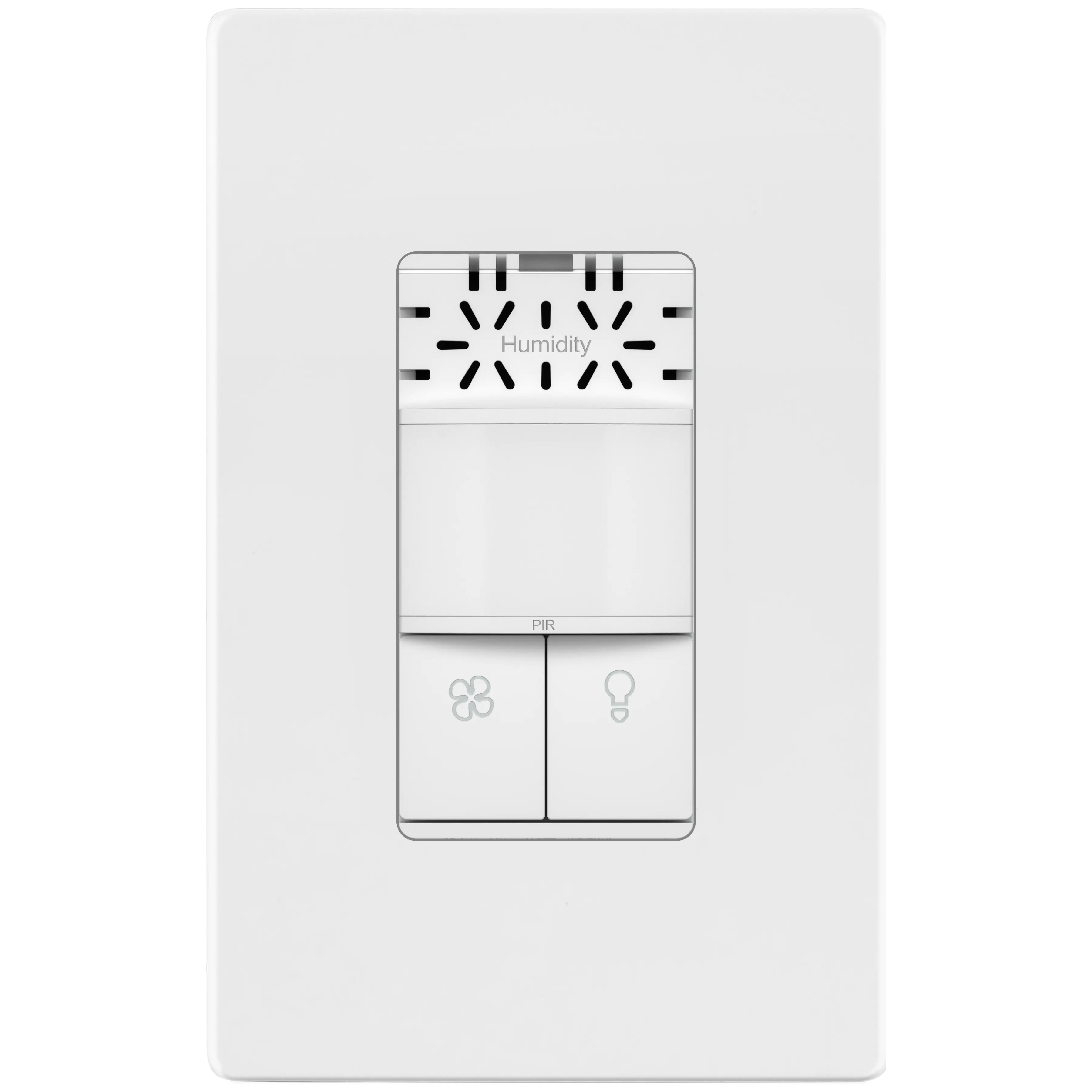 LIDER Dual Technology Humidity Sensor and Motion Sensor Light Switch, Fan and Light Control, PIR Sensor, Occupancy/Vacancy, Single-Pole, No Neutral Required, Ground Required, Wall Plate Included