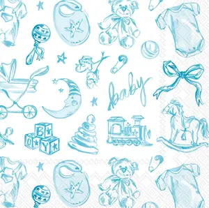 Cocktail Napkin Baby Toile Blue