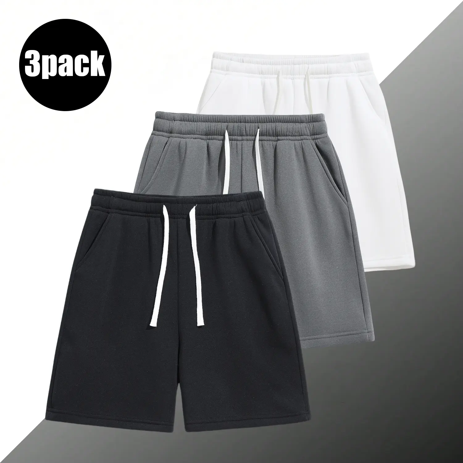3-Pack ，men’s shorts: drawstring 5‑inch shorts, running athletic shorts—breathable and comfortable. Suitable for summer daily commuting/work, outdoor running, holiday leisure. Simple solid colors that are easy to match; suitable for both men and women.