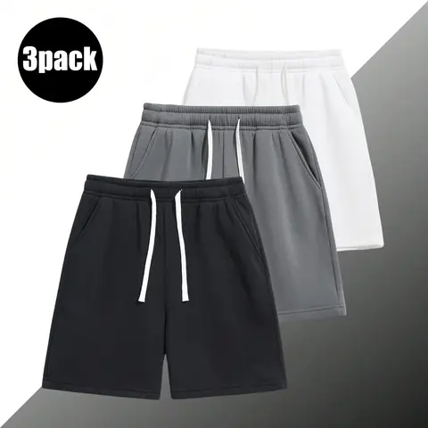 3-Pack ，men’s shorts: drawstring 5‑inch shorts, running athletic shorts—breathable and comfortable. Suitable for summer daily commuting/work, outdoor running, holiday leisure. Simple solid colors that are easy to match; suitable for both men and women.