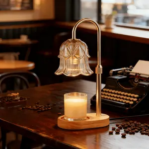 Gold-Plated Candle Warmer Lamp with Auto Timer - Adjustable Height & Brightness, Flameless Scent Warmer for Wax Melts, Modern Home Decor for Living Room, Bedroom, Fall Winter Cozy Gift Couple's gift Family gift