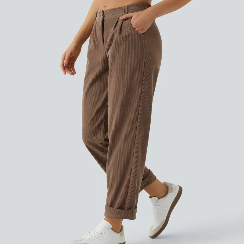 Halara Flex Mid Rise Zipper Pocket Corduroy Casual Pants