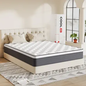 COOLMI 12/14 Inch Hybrid Mattresses in a Box with Comfort Pocket Coils Memory Foam, Pressure Alleviation & Motion lsolation, CertiPUR-US Certified, Twin/Full/Queen/King Size mattress Fiberglass Free Undisturbed Restful Sleep Cooler #TikTokShopHolidayHaul