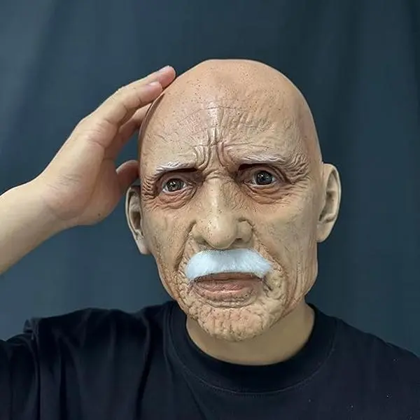 3D Hyper Realistic Bald Old Man Full Face Mask for Adults, Party Masquerade Props, Family-themed Halloween Cosplay Ornament #TOP PICKS