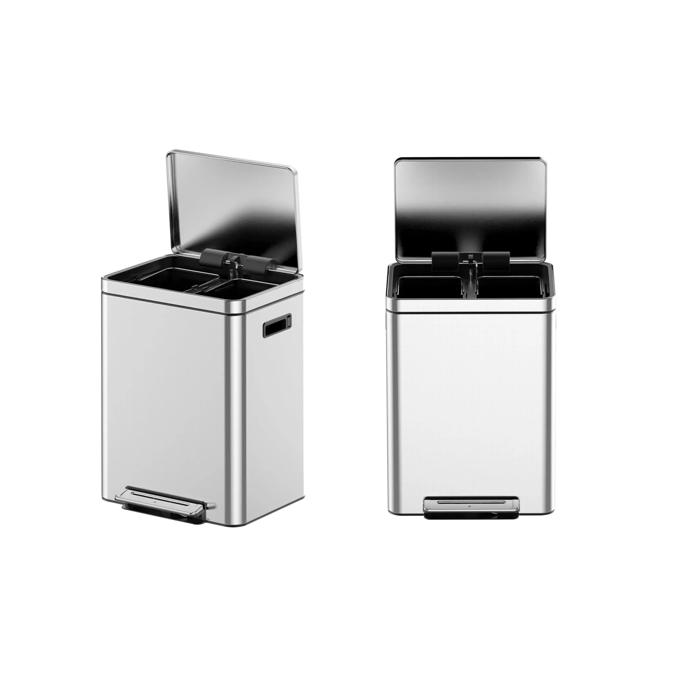 Garvee Stainless Steel Kitchen Trash Can with Lid and Removable Inner Bucket, Soft Close Pedal Rubbish Bin, 2 x 20L Capacity for Home, Office, and Kitchen Use
