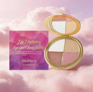 Glow Eyeshadow Blush Palette 4 in 1 Highlighter Blush Eyeshadow Natural Radiance Glass Skin Finish Long Lasting Gift for Mom Mother's Day Pampering Spoil Her Makeup Facial Flawless Radiant