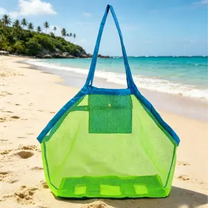 Foldable children's beach bag, toy storage bag, sand digging tool and miscellaneous items quick storage mesh bag, extra large mesh bag