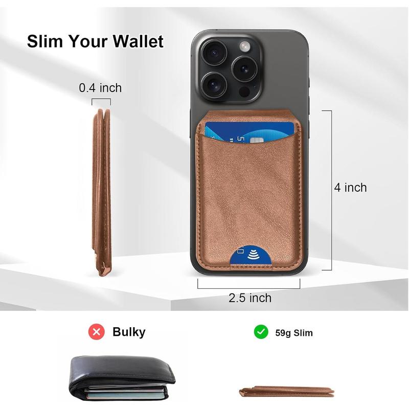 MagSafe Compatible Magnetic Phone Wallet with Foldable Adjustable Stand Secure Magnetic Attach No Dropping Ultra Thin 8mm Design for Smartphone