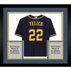 Framed Christian Yelich Milwaukee Brewers Autographed Blue Alternate Nike Replica Jersey - Fanatics Authentic Certified - MLB Memorabilia