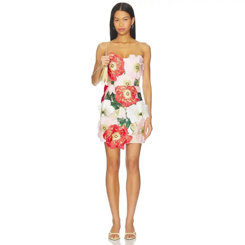 elliatt flora puff-sleeve square-neck 3d floral lace mini dress Plus-Size Fit-And-Flare Wedding Dress