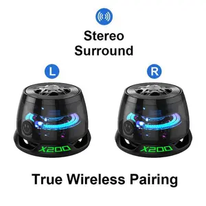 New upgrade Magnetic Mini Bluetooth Speaker, G200 5W miniSpeakers Wireless with Bluetooth 5.3, RGB Light,Game Mode, 7H Playtime, Portable Phone Standfor iPhone, Travel, Golf Cart - Black