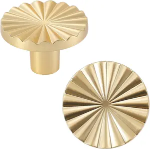 6 Pack Gold Cabinet Knobs - Vintage Drawer Pulls for Kitchen Cabinets and Dressers, Brushed Gold Finish (Single Hole)